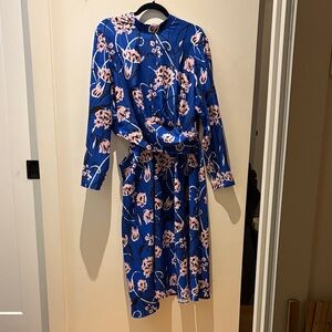 ASOS Blue and Pink Floral Long Sleeve Dress